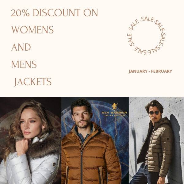 CLOTHING DISCOUNTS SCONTO DEL 20% SUI GIUBBOTTI DA UOMO E  DA DONNA